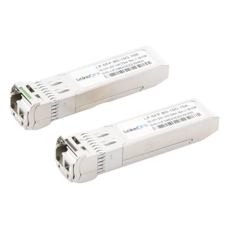 Transceptores Ópticos Bidireccionales SFP+ (Mini-Gbic) / Monomodo 1270 & 1330 nm / 10 Gbps / 10GBASE-BX / Conector LC/UPC Simplex / DDM / Hasta 10 km / 2 Piezas LINKEDPRO BY EPCOM LP-SFP-BD-10G-10