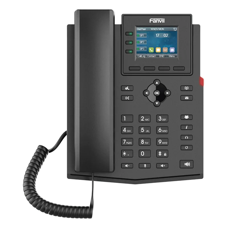 Teléfono IP Wi-Fi empresarial para 4 líneas SIP con pantalla LCD de 2.4 pulgadas a color, Opus y conferencia de 3 vías, PoE. FANVIL X303W