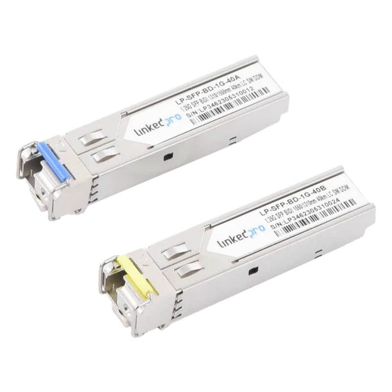 Transceptores Ópticos Bidireccionales SFP (Mini-Gbic) / Monomodo 1310 & 1550 nm / 1.25 Gbps / 1000BASE-BX / Conector LC/UPC Simplex / DDM / Hasta 40 km / 2 Piezas LINKEDPRO BY EPCOM LP-SFP-BD-1G-40
