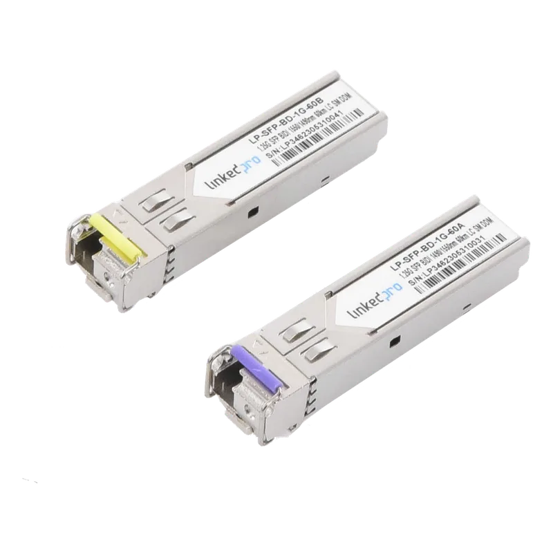 Transceptores Ópticos Bidireccionales SFP (Mini-Gbic) / Monomodo 1490 & 1550 nm / 1.25 Gbps / 1000BASE-BX / Conector LC/UPC Simplex / DDM / Hasta 60 km / 2 Piezas LINKEDPRO BY EPCOM LP-SFP-BD-1G-60