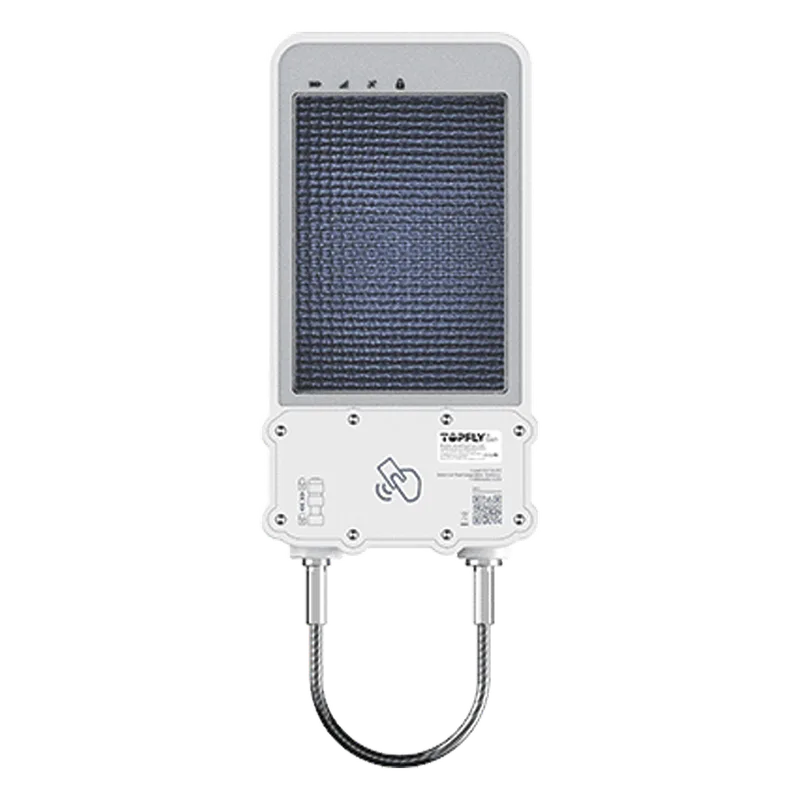 Cerradura Inteligente GPS con Energía Solar / SolarGuardX 100 / Seguimiento de Activos LTE Cat-M1 / Desbloqueo por RFID BLE OTA / Impermeable IP67 / Detección de Movimiento / Alarma de Bloqueo / Batería 14400mAh / Seguridad de Datos M TopFlyTech SOLARGUARDX100