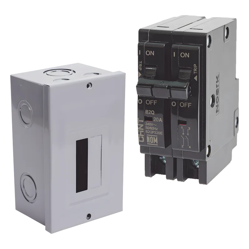 Kit Centro de Carga para sobreponer con 1 Interruptor Térmico de 2 Polos, 30Amp 120/240Vca 10kA. CHINT KITC2Q230S