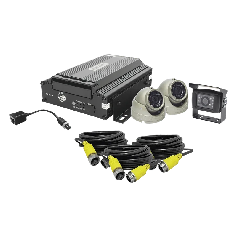 KIT DVR PARA VEHICULO / INCLUYE / CÁMARAS PARA INTERIOR / CÁMARA PARA EXTERIOR, / 2MP AHD / CABLES EXTENSORES / ADAPTADOR LAN. EPCOM XMR401NHDSKIT