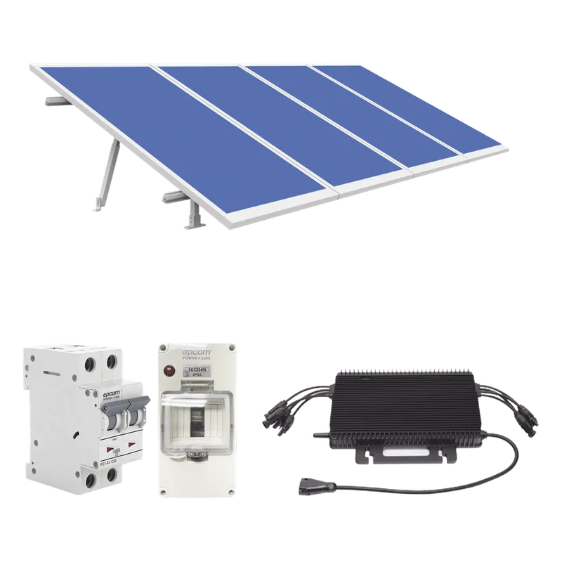 Kit Solar para Interconexión de 1.8KW de Potencia Pico 220Vca con Microinversor y 4 Módulos de 450 W (Incluye Montaje y Protecciones). HOYMILES KIT-HMS-2K450