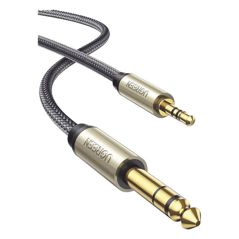 Cable Audio Estéreo 3.5mm (1/8") TRS a 6.35mm (1/4") TS / 1 Metro / Audio de Hi-Fi / Trenza de Nylon / Blindaje Múltiple / Caja de Aleación Zinc / Núcleo de Cobre Puro / Compatibilidad Universal UGREEN 10625