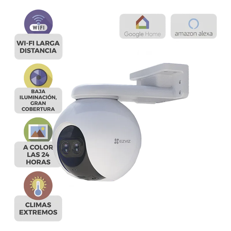 PT IP 2 Megapíxel / Lente Dual (2.8 mm y 12 mm) / Wi-Fi / Detección Humana / Visión Nocturna en Color / Cobertura Visual 360° / Notificación Push / Ranura para Memoria 512 GB EZVIZ CSC8PF