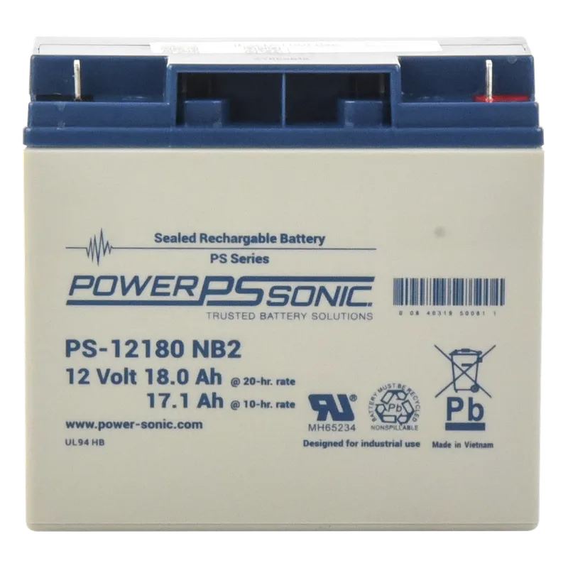 Batería 12V, 18AH, Para Respaldo, Tecnologías AGM/VRLA, Diseño De Vida Útil 5 Años, Terminales Tipo NB2, Listada UL, Libre De Mantenimiento POWER SONIC PS-12180-NB2