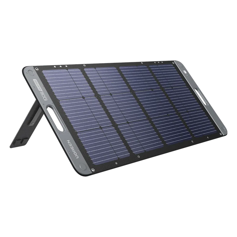Panel Solar Plegable 100W / Recomendado para el Power Station Portable de 600W UGREEN / Alta Eficiencia de Conversión / Alineación Inteligente de la Luz Solar / Resistente Al Agua Y Duradero / Incluye Cable XT60 Macho a Macho 2m. 15113
