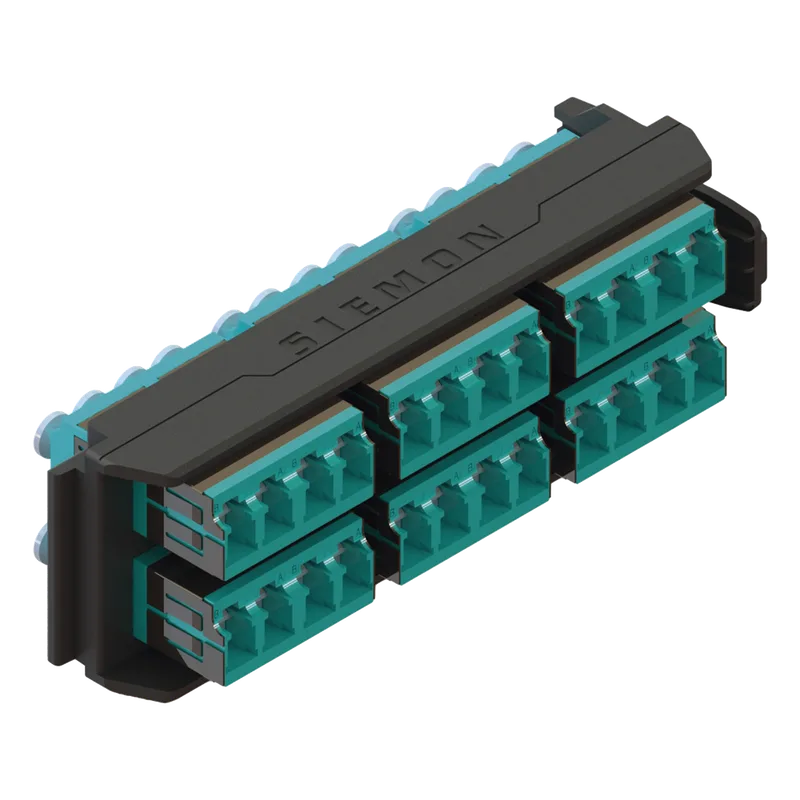 Placa Acopladora LightVerse, 12 Conectores Dúplex LC/UPC, Acepta hasta 24 Fibras Multimodo OM3 y OM4 (No Shuttered) SIEMON LVA24-LCQ-BC-A