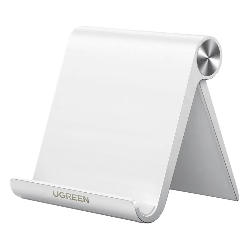 Soporte de Escritorio para Telefono Celular / Ajustable de 0° a 100° / Goma Antiarañazos / Antideslizante / Amplia Compatibilidad con dispositivos de 4'' a 7.9'' / Plegable / ABS / Color Blanco UGREEN 30285