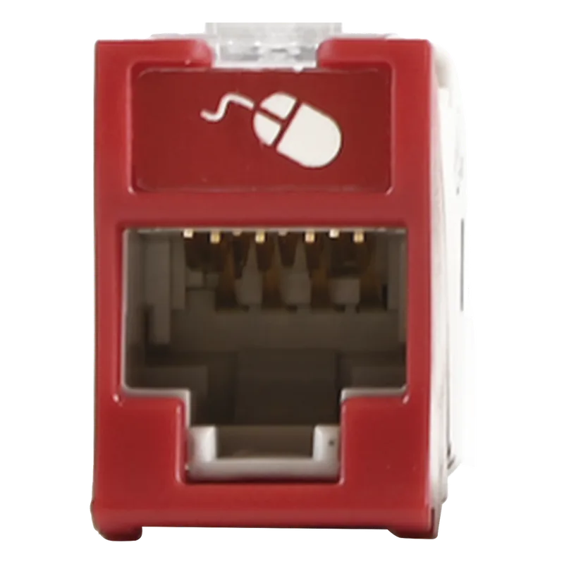 Jack Ultramax Cat6a, Utp, Montaje Híbrido en Placa de Pared (Plano y Angulado), Color Rojo, Punch Down SIEMON U6A-H03NS