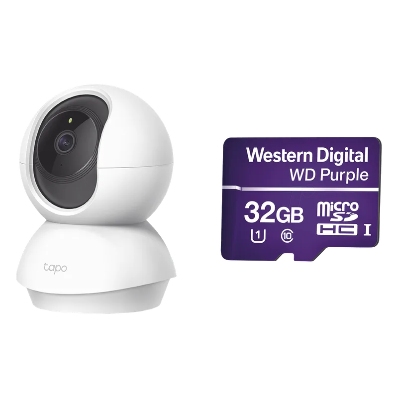 Kit de Cámara IP Wi-Fi / Incluye 1 Pieza Modelo TAPOC200 / 2 Megapixel / Audio Doble Vía / Utiliza La App Tapo / 1 Memoria Micro SD Modelo Mod WD32MSD TP-LINK TAPOC200/WD32
