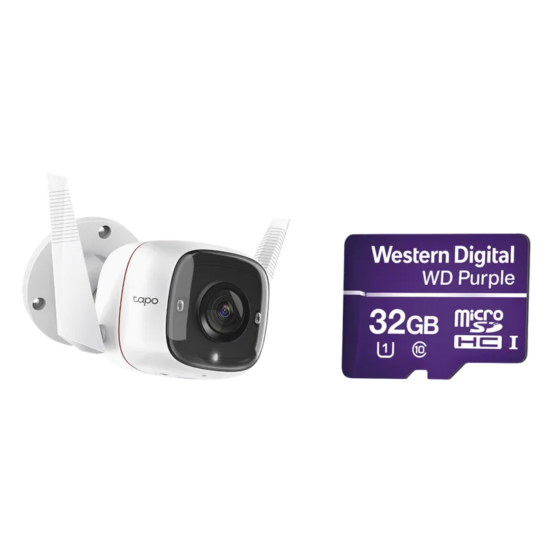 Kit de Cámara IP Wi-Fi / Incluye 1 Pieza Modelo TAPOC310 / 2 Megapixel / Audio Doble Vía / Utiliza la App Tapo / 1 Memoria Micro SD Modelo WD32MSD TP-LINK TAPOC310/WD32