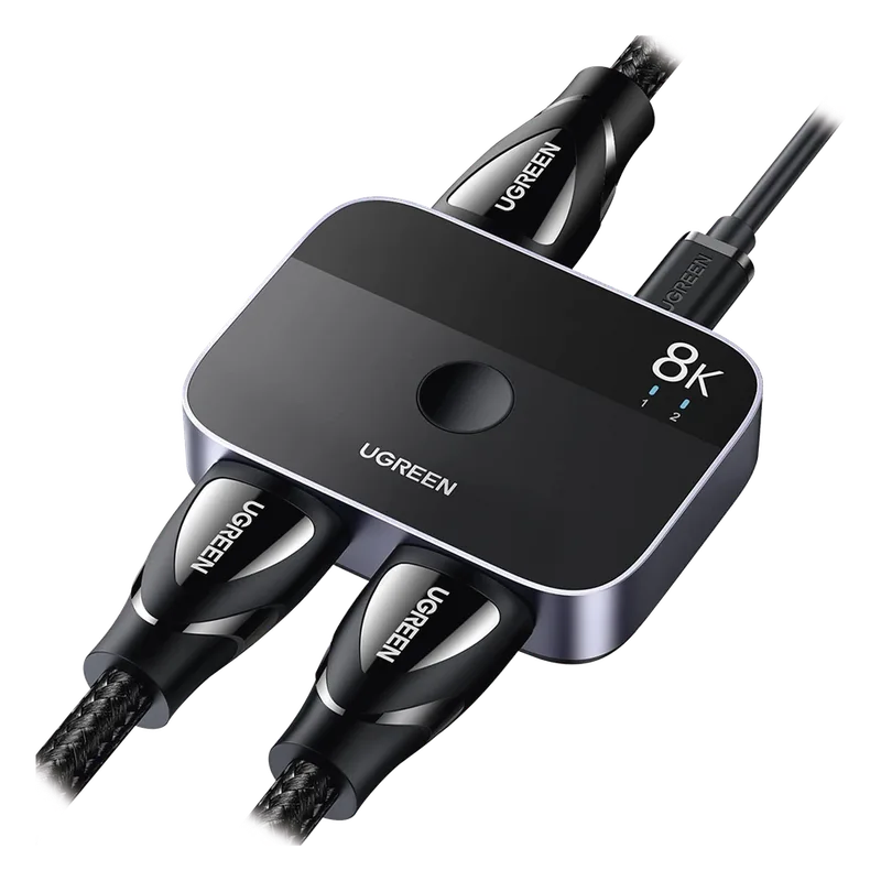 Conmutador HDMI 2.1 8K @60Hz | HDMI Splitter 2 Entradas a 1 Salida | Soporta 4K @120Hz 1080P @240Hz 3D | HDR Dolby | Alta Velocidad 48Gbps | Formatos de Audio LPCM/DTS/DSD, 2,0/2,1/5,1/7,1 canales. UGREEN 90385