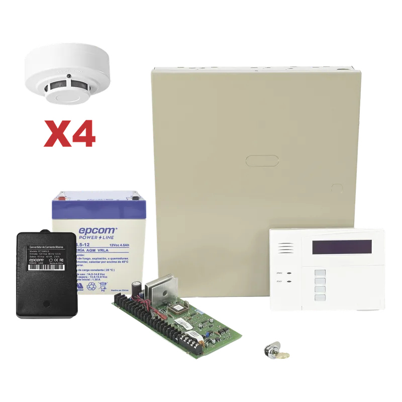 Kit de panel de control antirrobo VISTA-48LA con teclado-receptor inalámbrico 6160RF, gabinete, batería, transformador y 4 detectores de humo HONEYWELL HOME RESIDEO VISTA48LASMK/6160RF