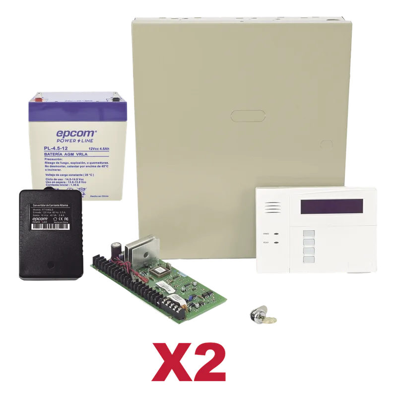 Paquete de 2 paneles de control antirrobo VISTA-48 con teclado-receptor inalámbrico 6160RF, batería y transformador HONEYWELL HOME RESIDEO VISTA48DOBLE/6160RF