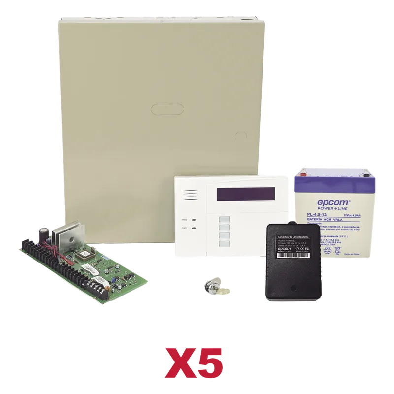 Kit de 5 paneles de alarma híbridos con teclado 6160RF, transformador y batería, ampliables a 48 zonas HONEYWELL HOME RESIDEO VISTA48KIT5/6160RF