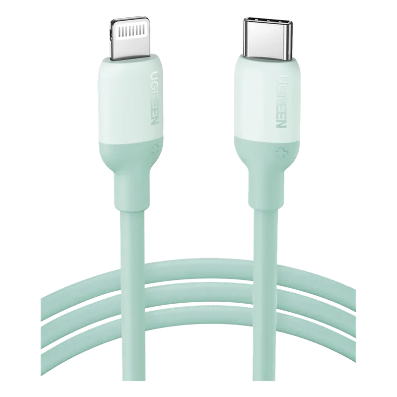 Cable USB-C a Lightning / Certificado MFi / 1 Metro / Adecuado para iPhone, iPad, iPod / Carga Rápida PD 20W / Sincronización de Datos de hasta 480 Mbps / Goma de Silicona y TPE. / Suave al Tacto / Color Green UGREEN 20308