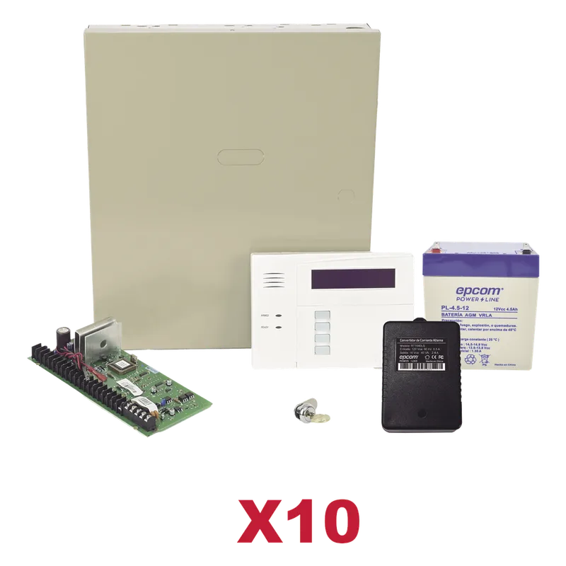 Kit de 10 paneles de alarma híbridos con teclado 6160RF, transformador y batería, ampliables a 48 zonas HONEYWELL HOME RESIDEO VISTA48KIT10/6160RF