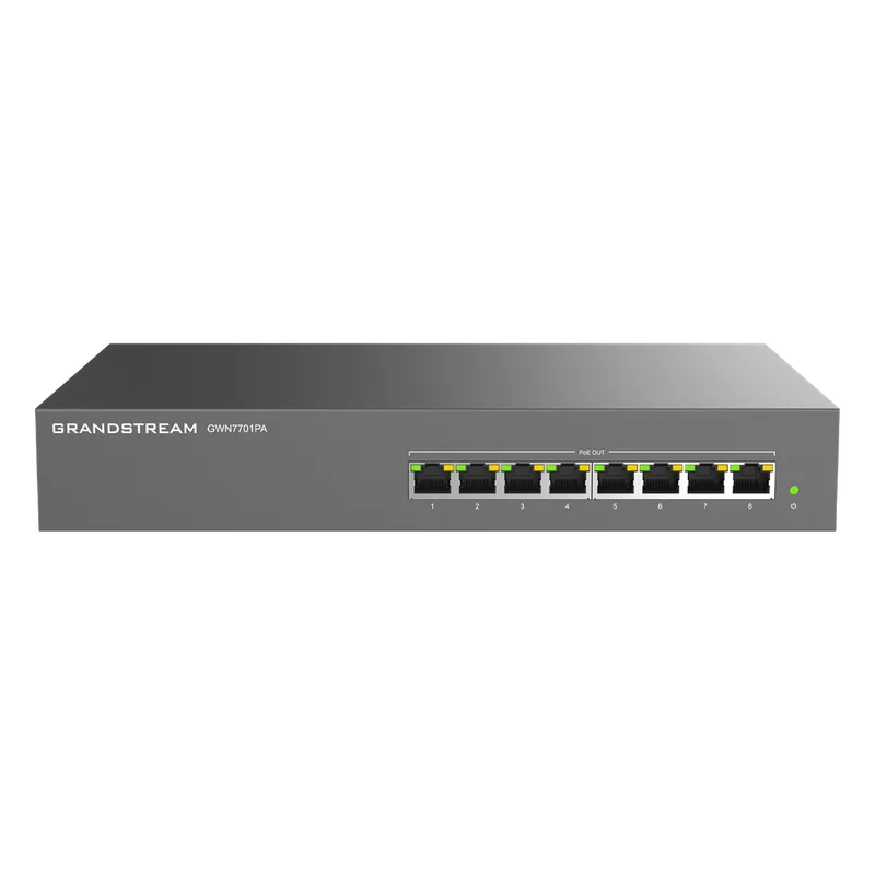 Switch PoE+ Gigabit No Administrable / 8 puertos 10/100/1000 Mbps / 8 puertos PoE+ / hasta 145W GRANDSTREAM GWN7701PA