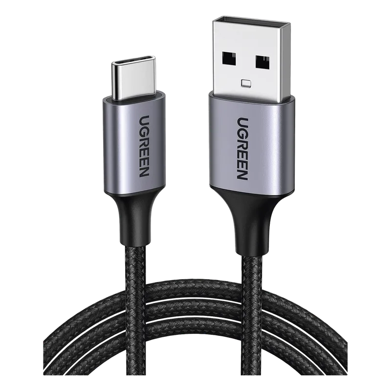 Cable USB-A a USB-C | 1 Metro (3.28 Pies) | Transferencia de Datos de 480 Mbps | Carga Rápida | QC 4.0/3.0/2.0 | FPC | AFC | Protección Integrada | Caja de Aluminio | Nylon Trenzado | Color Negro UGREEN 60126