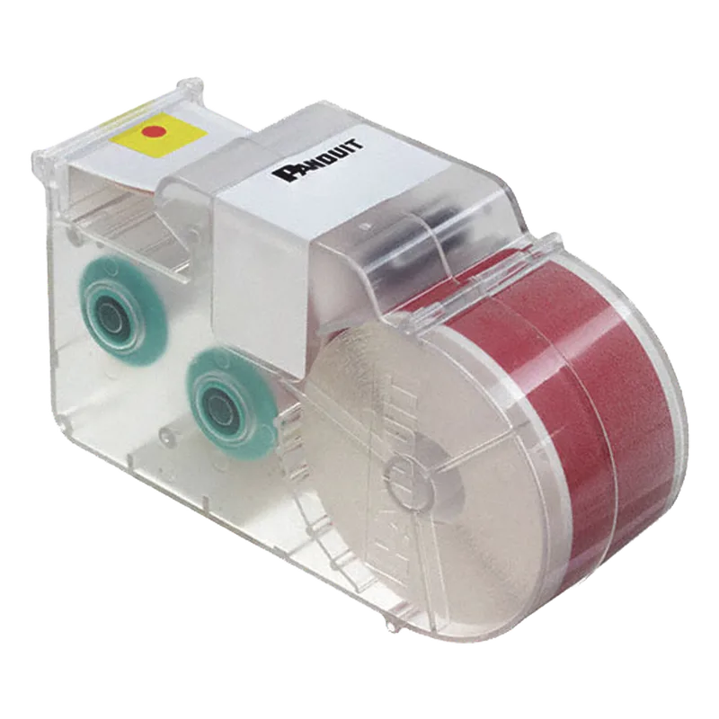 Casete de Etiquetas de Vinilo de Cinta Continua, Color Blanco Sobre Rojo, Uso Interior/Exterior, 25.4 mm de Ancho x 7.6 Metros de Largo (24.93 Pies) PANDUIT T100X000VWC-WH