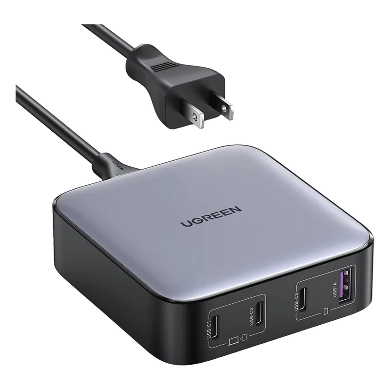 Cargador de Escritorio de 100W | 4 Puertos de Carga Rápida | 3 USB-C | 1 USB-A | Tecnología GaN II +SIC | Power Delivery 3.0 | Quick Charge 4.0 | Chip Confiable y Carga Inteligente | Optimiza la Experiencia de Carga UGREEN 90736