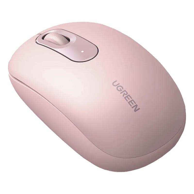 Mouse Inalámbrico 2.4G 800/1200/1600/2400 DPI | Función de 3 botones | Alcance 10m | Silencioso | Ergonómico | Anti-caída y Anti-interferencias | Batería Alcalina AA incluida | Color Dusty Pink. UGREEN 90686