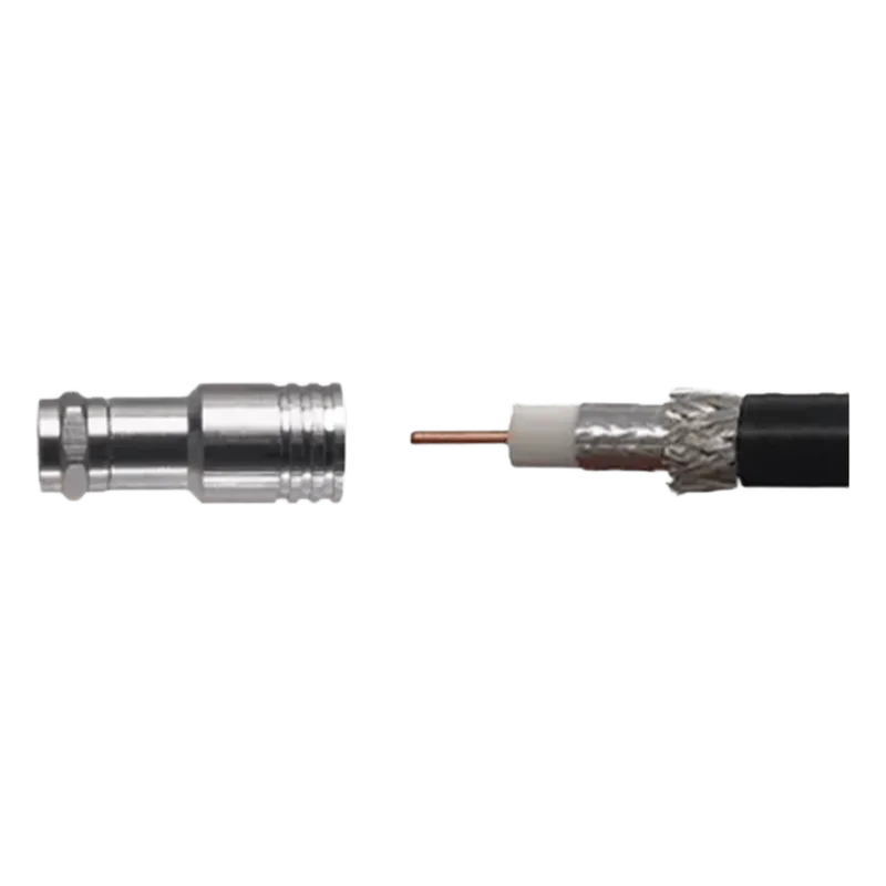 Conector F Macho de Compresión para instalar en Cable Coaxial RG-11, 75 Ohm. WILSONPRO / WEBOOST 971-150