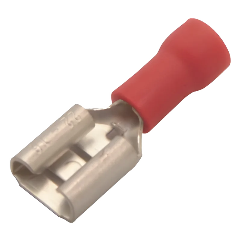 Terminal tipo hembra aislada 0.250 / 22 - 16 AWG / Rojo / Para baterías con teminal F1 / Paquete de 25 piezas. EPCOM POWERLINE AE51231
