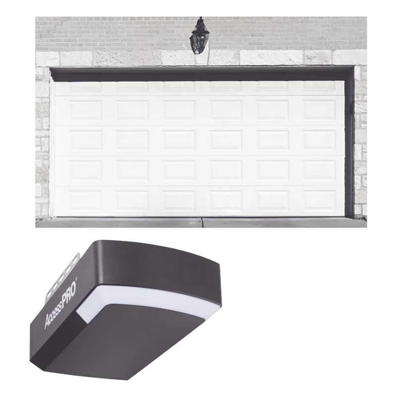 KIT COMPLETO Puerta D/ Garage 8x7 Pies / Cuadro Corto / Color blanco / Insulada / Incluye Motor FS1000APPRT / 1/2HP / Fuerte/Silencioso/Luz LED/Motor DC . ACCESSPRO KIT-GAR87SC