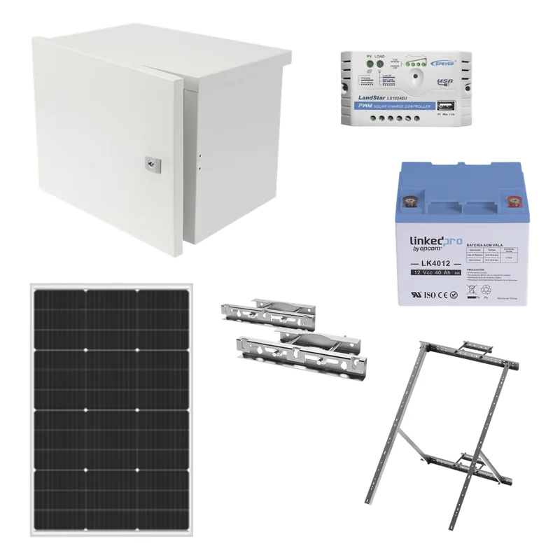 Kit de Alimentación PV para CCTV 12 Vcc Hasta Máximo 14 Watts para Cámara y Enlace KITPVCCTVSE