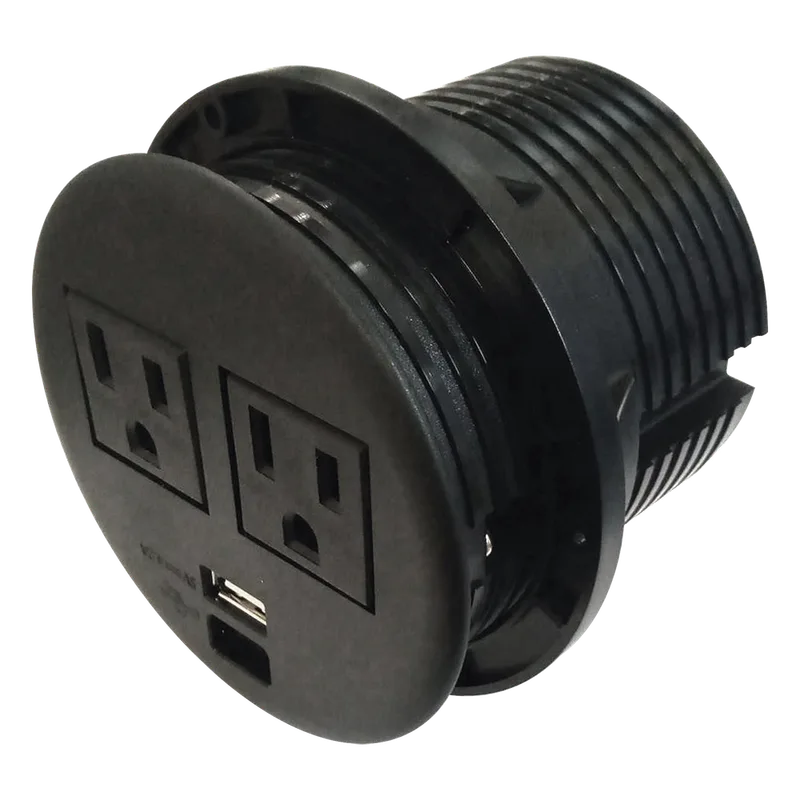 Multicontactos Empotrable Doble/ USB A & C, Color Negro, No Incluye Cable de Poder (11000-83604) THORSMAN TH-CDE-USB-N