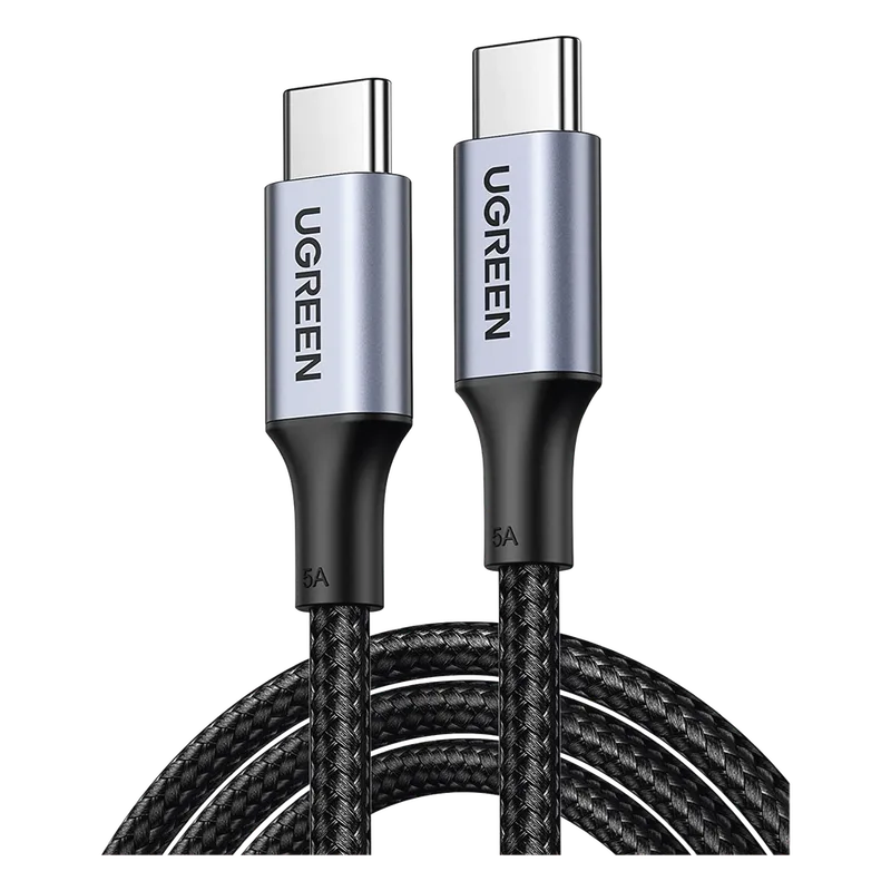 Cable USB-C a USB-C | 1 Metro | Carga Rápida de hasta 100W | Transferencia de datos 480 Mbps | PD3.0 | QC4.0/3.0/2.0 | FPC | AFC | Protección Integrada| Caja de Aluminio | Nylon Trenzado | Amplia Compatibilidad | Color Negro. UGREEN 70427