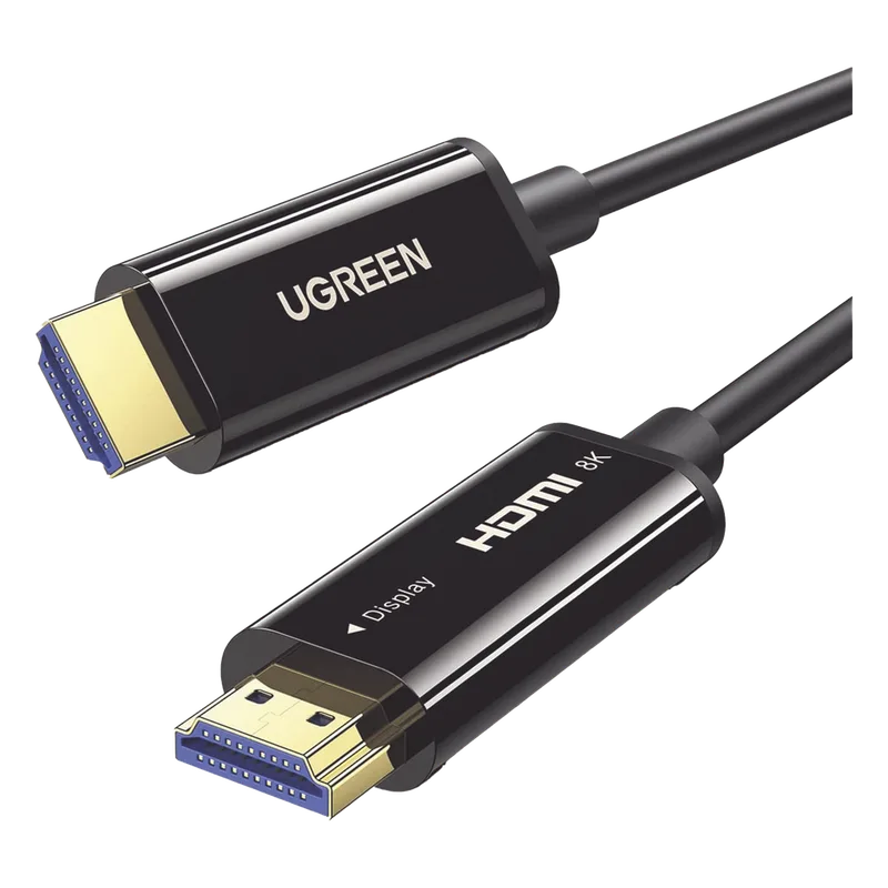 Cable HDMI de 10 Metros (32.81 Pies) por Fibra Óptica 8K@60Hz / Fibra de 4 Núcleos + Cobre Estañado de 7 Núcleos / Compatible con HDMI 2.1 / Alta Velocidad 18 Gbps / 3D / HDR / Caja de Aleación Zinc / Premium UGREEN 80406