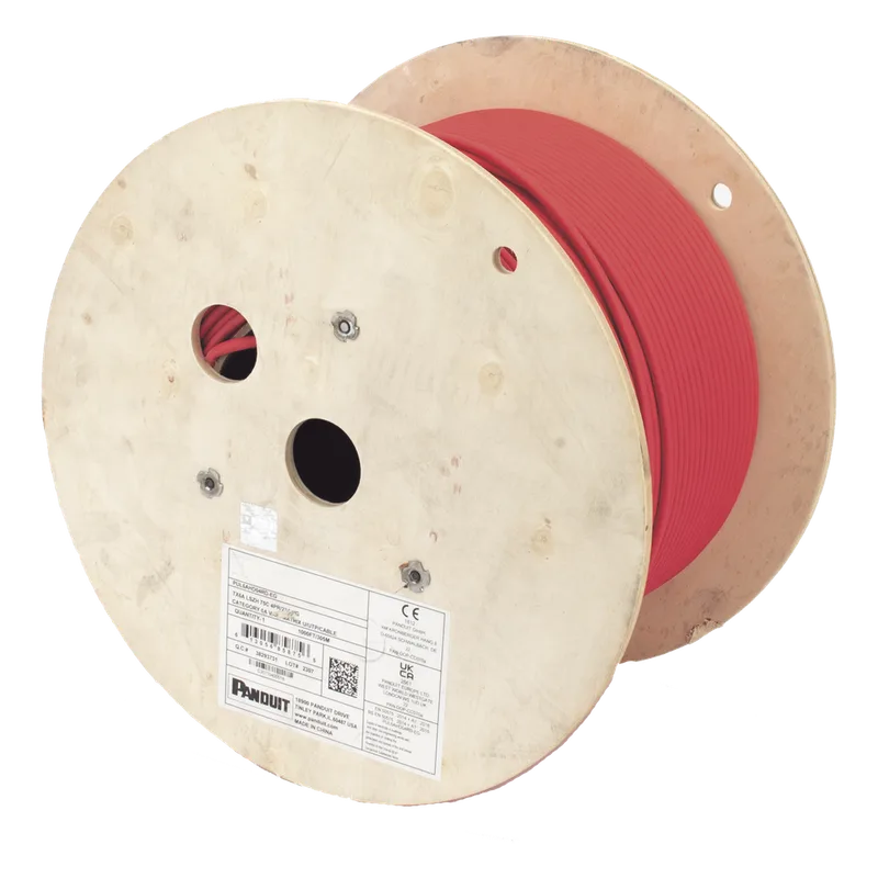 Bobina de Cable UTP de 4 Pares, Vari-MaTriX, Cat6A, 23 AWG, LSZH (Libre de Gases Tóxicos), Color Rojo, 305 Metros (1000 Pies) PANDUIT PUL6AHD04RD-EG