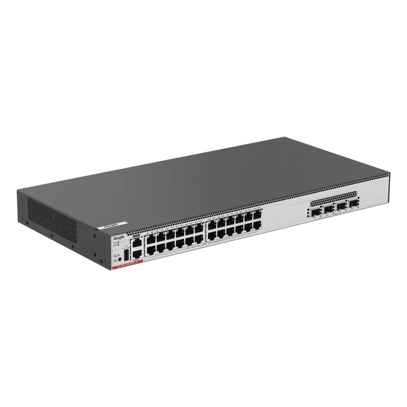 Switch Core PoE 802.3bt 370W Capa 3 Multi-Gigabit 24 puertos 5Gb/2.5Gb/1Gb/100M, 4 puertos fibra SFP28 25Gb RUIJIE RG-CS86-24MG4VS-UP
