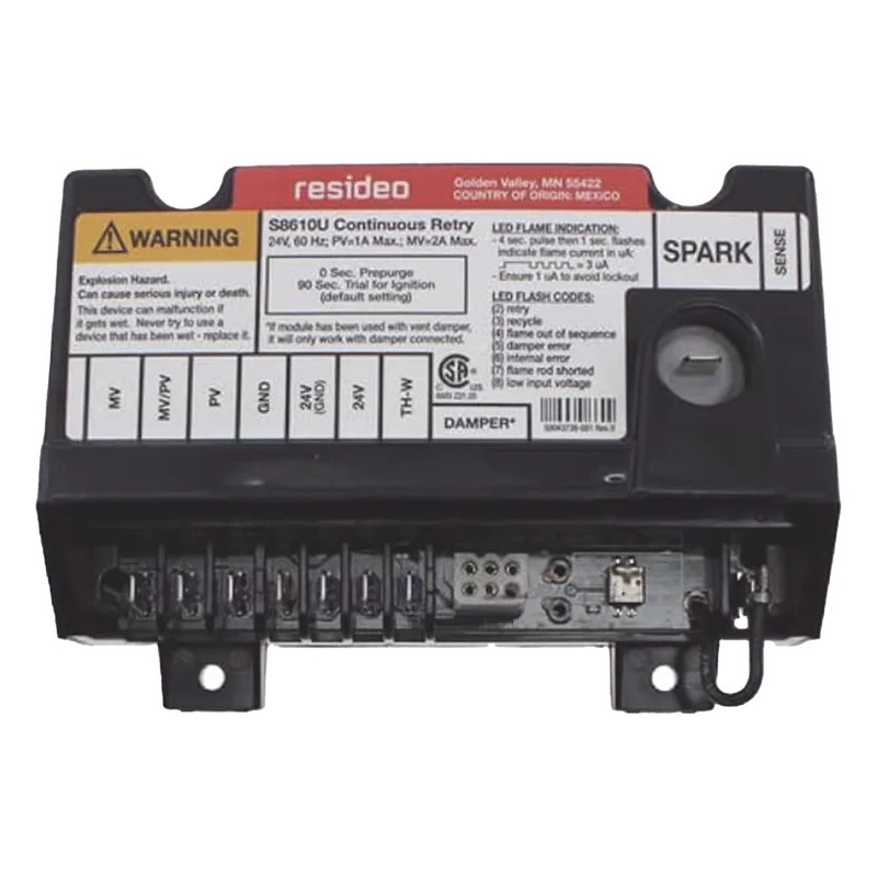 Módulo universal de encendido intermitente para piloto de gas con detección de llama por varilla simple o doble, para gas natural o LP HONEYWELL HOME RESIDEO S8610U3009/U