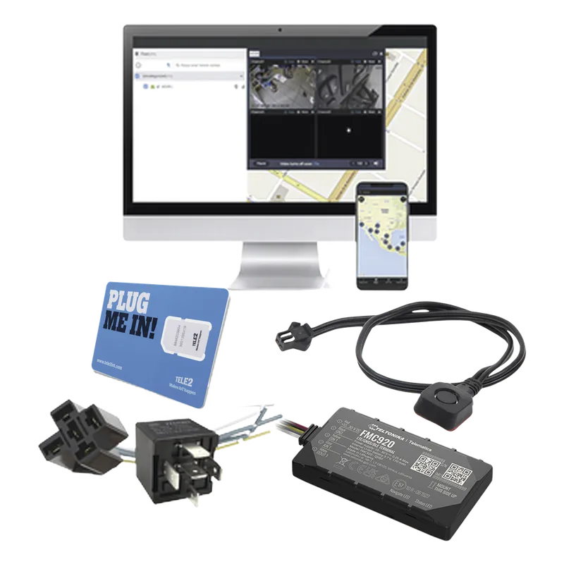 KIT de Localizador 4G LTE, SIM SIM30M2M, VOUCHER POR 1 Mes, Plataforma Por 1 Mes, Relevador y Botón de Pánico. TELTONIKA FMC920KIT