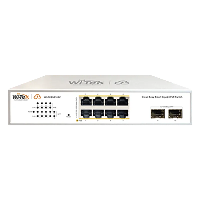 Switch Administrable PoE / 8 puertos PoE af/at Gigabit / 2 x SFP Gigabit / Administración Cloud Gratuita / Presupuesto 120 W WI-TEK WI-PCES310GF