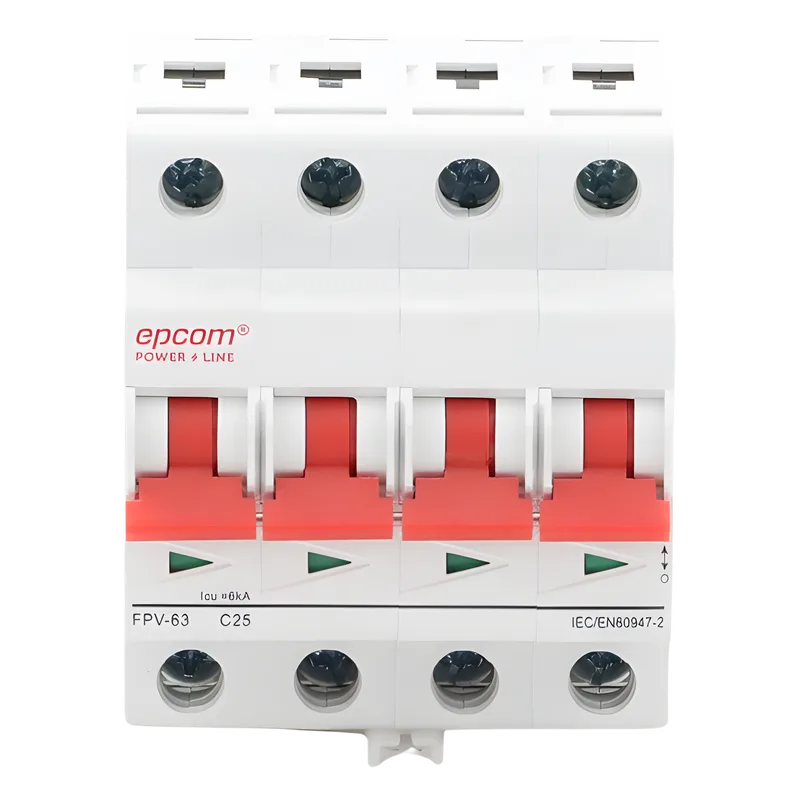 Protección Térmica/ Interruptor 4P, 25A, Corriente Directa 1000 Vcc para Aplicación Fotovoltaica Montaje Riel DIN EPCOM POWERLINE FPV634PC25