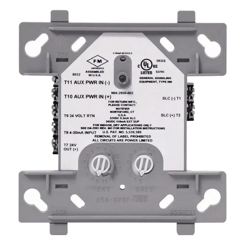 Módulo de entrada analógica direccionable 4-20 mA con tecnología FlashScan, compatible con panel NFS2-3030 NOTIFIER FMM-4-20