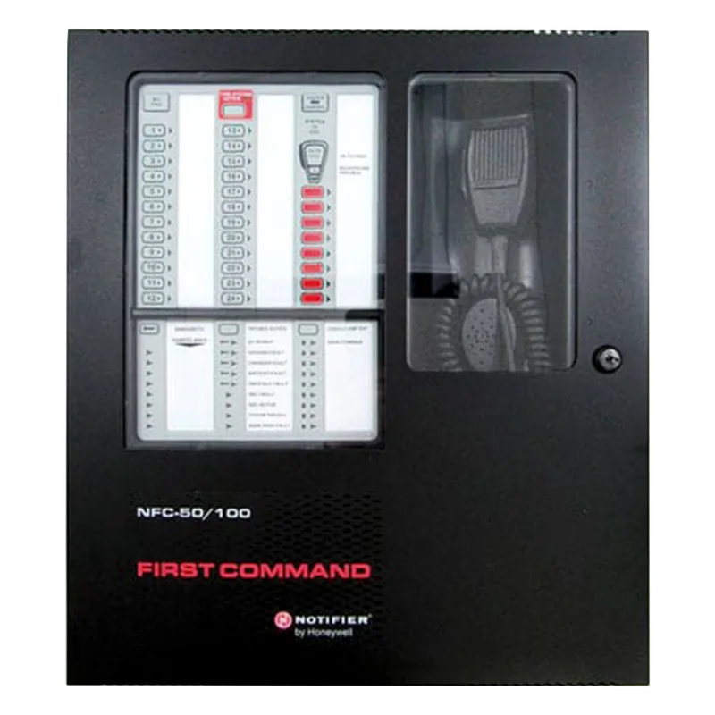 Panel de Evacuación por Voz de Emergencia 50 o 100 W a 25 V con Hasta 8 Circuitos de Altavoces para Sistemas FireWarden de NOTIFIER NFC-50/100