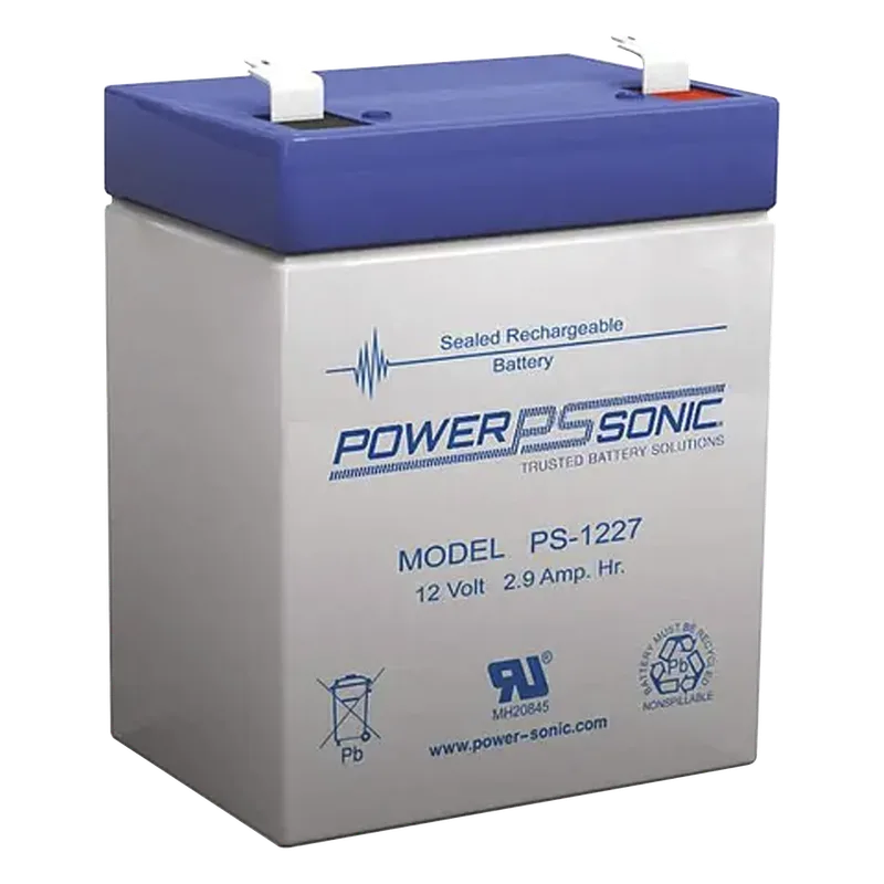 Batería 12V, 2.9AH, Para Respaldo, Tecnologías AGM/VRLA, 5 Años Vida Útil, Terminales F1, Reconocida UL POWER SONIC PS-1227-F1
