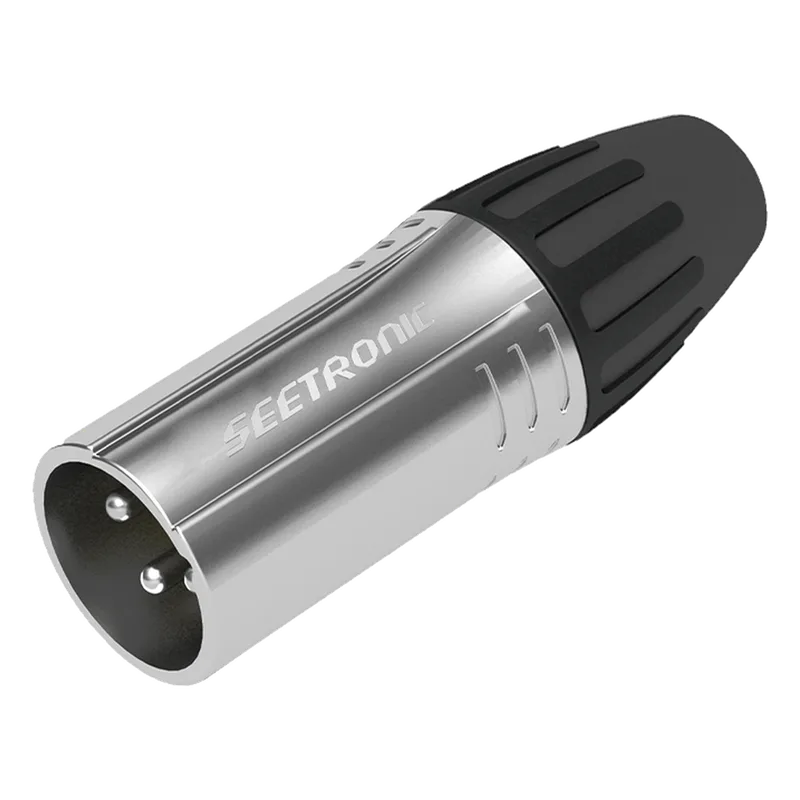 XLR conector de cable Macho, carcasa cromada perla, contactos plateados SEETRONIC SCMM3