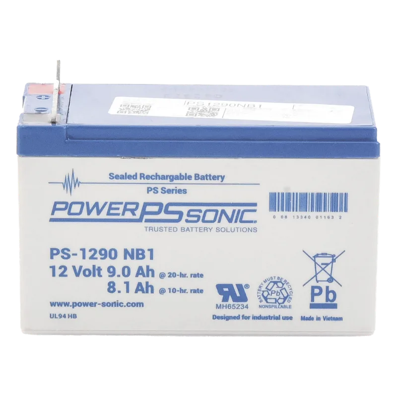 Batería 12V, 9AH, Para Respaldo, Tecnologías AGM/VRLA, 5 Años Vida Útil, Terminales NB1, Reconocida UL POWER SONIC PS-1290-NB1