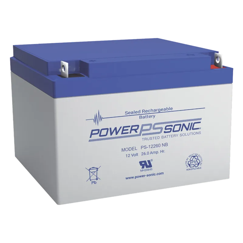 Batería 12V, 26AH, Para Respaldo, Tecnologías AGM/VRLA, 5 Años Vida Útil, Terminales T12, Reconocida UL POWER SONIC PS-12260-T12