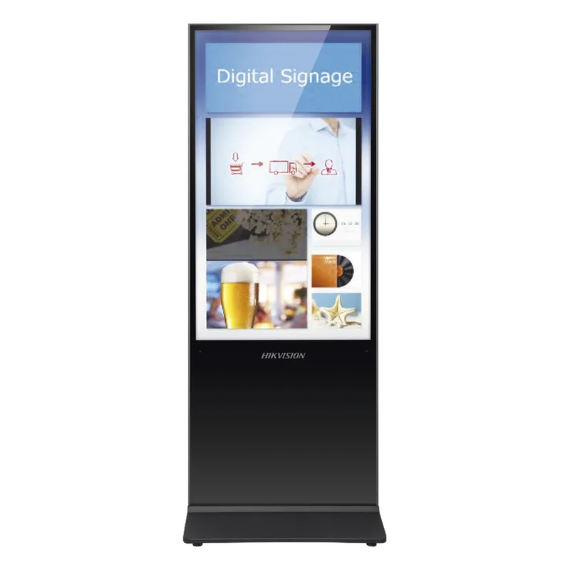 Pantalla de 55" 4K para Publicidad Digital / Base para Piso (Totem) / Puertos USB / Entrada de Video HDMI y VGA / WiFi / Altavoz Integrada HIKVISION DS-D6055UL-B/S(IN)