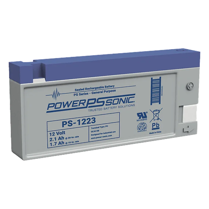 Batería 12V, 2.1AH, Para Respaldo, Tecnologías AGM/VRLA, 5 Años Vida Útil, Terminales PC, Reconocida UL POWER SONIC PS-1223-PC