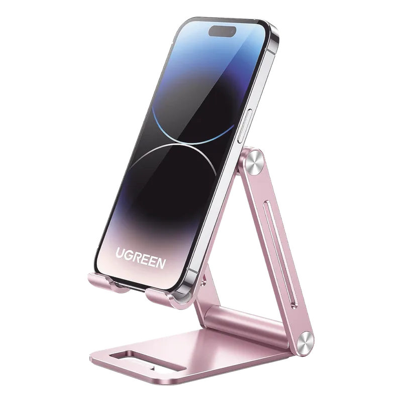 Soporte para Teléfono Celular de Aluminio / Angulo Ajustable / Amplia Compatibilidad con dispositivos de 4.7'' a 7.9'' / Antideslizante / Antiarañazos / Plegable / Color Rosa UGREEN 90460
